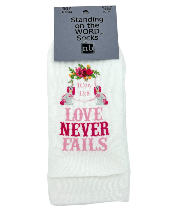 STANDING ON THE WORD 1 CORINTHIANS 13:8 SOCK