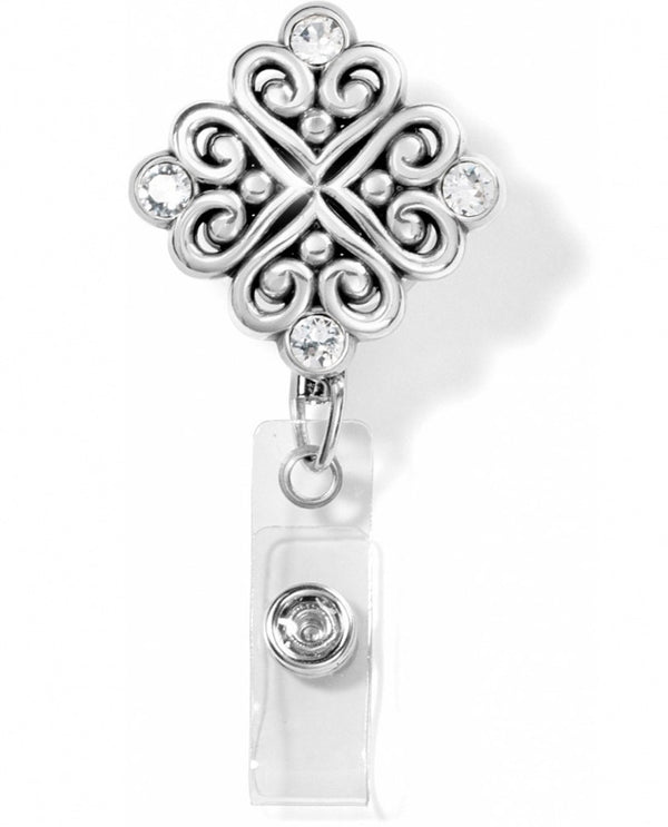 Brighton J50651 Alcazar Clip On Badge Clip silver badge clip with Swarovski crystals