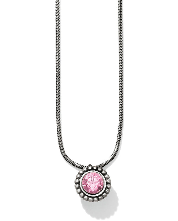 Rose Brighton JL626B Twinkle Necklace with pink Swarovski crystal on silver