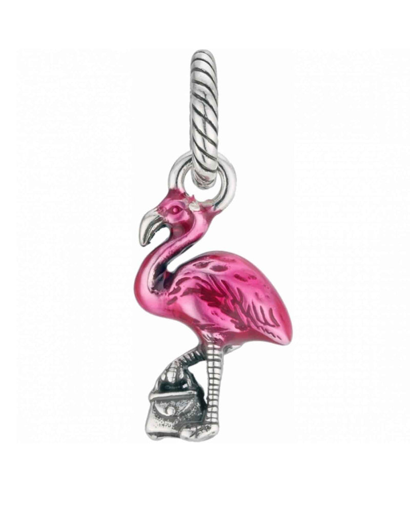 Brighton J94592 Abc Flamingo Charm hot pink flamingo carrying a silver handbag charm