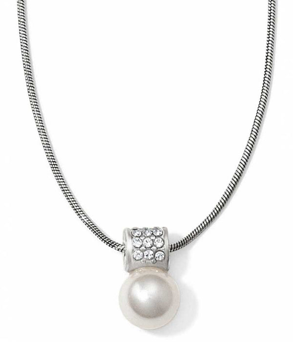 Silver white Brighton JL4442 Meridian Petite Pearl Necklace with glass pearl and Swarovski barrel 