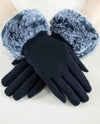 Faux Fur Cuff Tech Gloves GL12270 Black & White