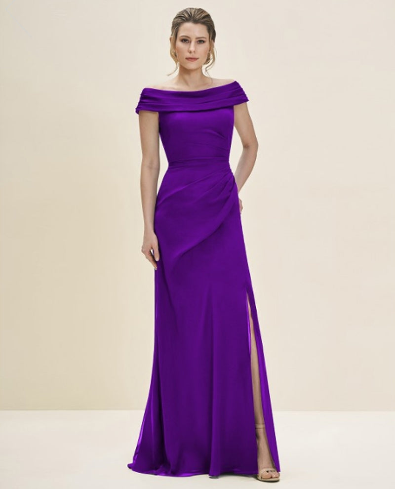 Fig Purple Jade Jasmine J195057 Petite Portrait Neck Dress