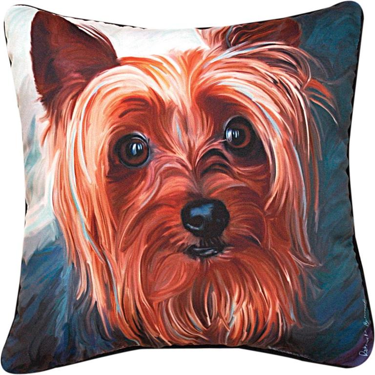 Manual Woodworkers & Weavers Yorkie Pillow adorable hand painted dog pillow