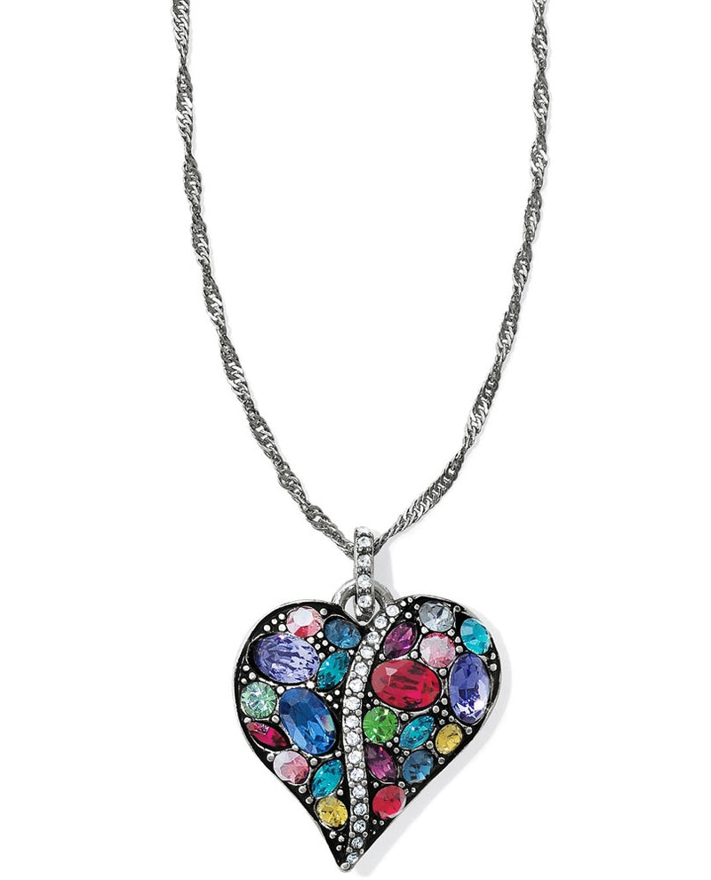 Multi Brighton JL3911 Trust Your Journey Heart Necklace with bright Swarovski stones in heart shape