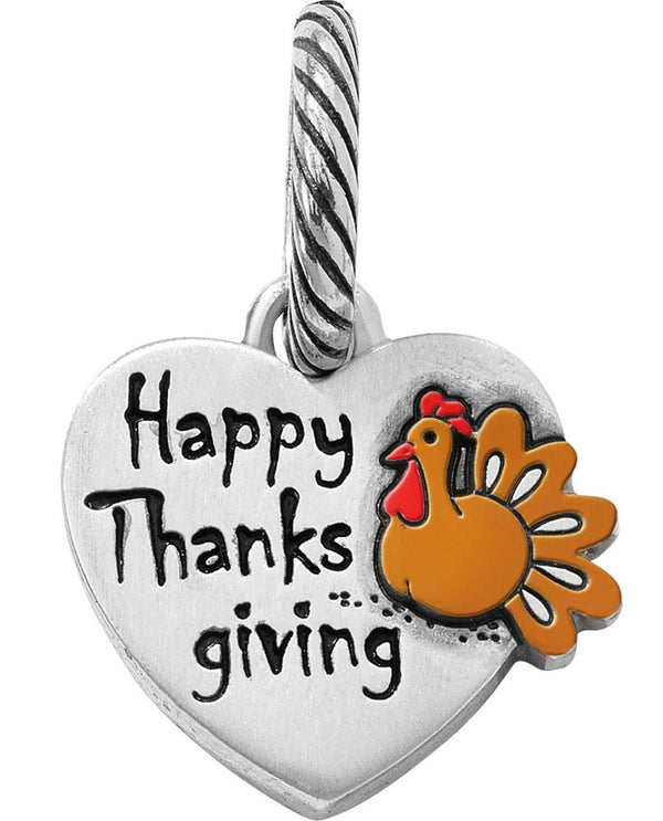 Brighton JC3653 Happy Thanksgiving Charm heart-shaped charm with turkey 