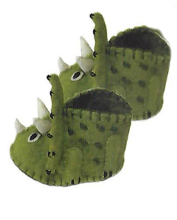 Silk Road Bazaar PN70 Zooties Baby Triceratops Slippers handmade wool dinosaur slippers
