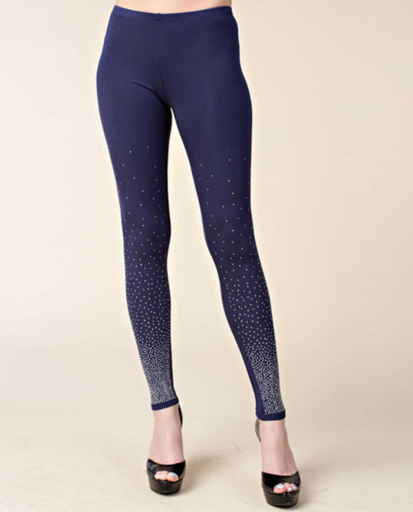 Navy Vocal 14466PI Leggings With Stones