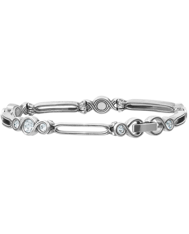 Silver Brighton JF3641 Infinity Sparkle Bracelet with repeating infinity symbol circling Swarovski