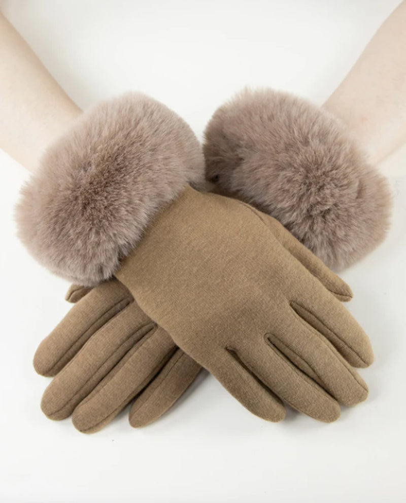 Faux Fur Cuff Tech Gloves GL12270 Camel