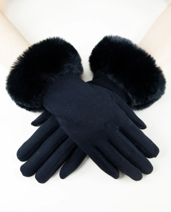 Faux Fur Cuff Tech Gloves GL12270 Black