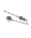 Brighton J82183 Halo Bobby Pin Set in Silver-tanzanite are bobby pins featuring twilight Swarovski crystals