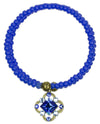 Anne Koplik WRAPSODYH Happiness Wrap Bracelet blue beaded wrap bracelet with charm