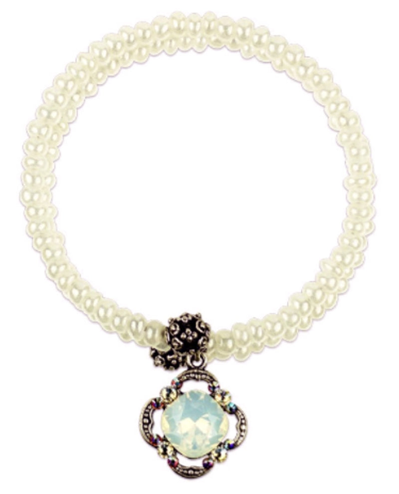 Anne Koplik WRAPSODYRA White Opal Radiance Bracelet white beaded wrap bracelet with charm