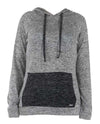 Hello Mello HMCTH Heathered Hood Top in grey with a kangaroo pocket and drawstring hood is great loungewear