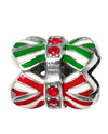 Brighton Stripey Bow Bead JC4643 red and green holiday bow bead with Swarovski in the center