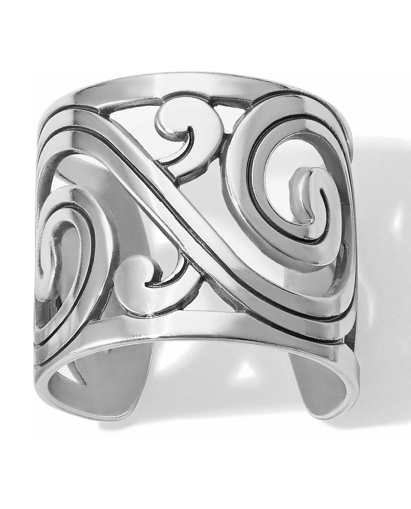 Silver Brighton J62660 Christo Barcelona Wide Ring with swirly design