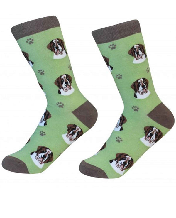 800-50 Saint Bernard Dog Socks green cotton socks for women with saint bernard faces