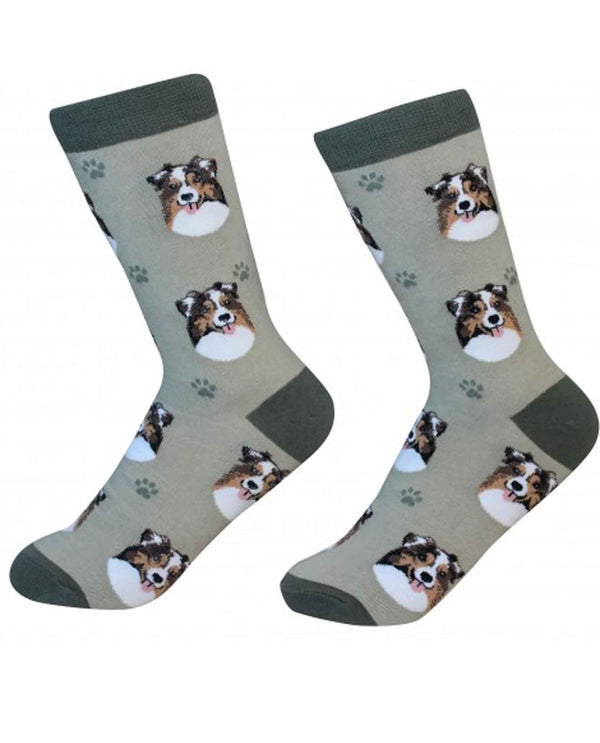 800-53 Australian Shepherd Dog Socks gray cotton socks for women with Australian Shepherds