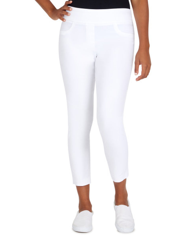 RUBY RD 18308 PETITE 27" PULL ON ANKLE PANT WHITE