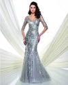 216971 Silver Montage 3/4 Sleeve Sequin Trumpet Gown mother of the bride gown with sequins