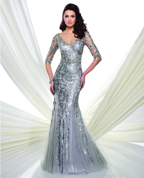 3 quarter sleeve sequin dress Ever-Pretty 3/4 Sleeve A-Line Sequin Round Neck Midi Dress for With Sleev
