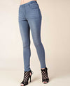IM1072P Denim Vocal All Over Stone Jeans elastic waist jeans with rhinestones embellished
