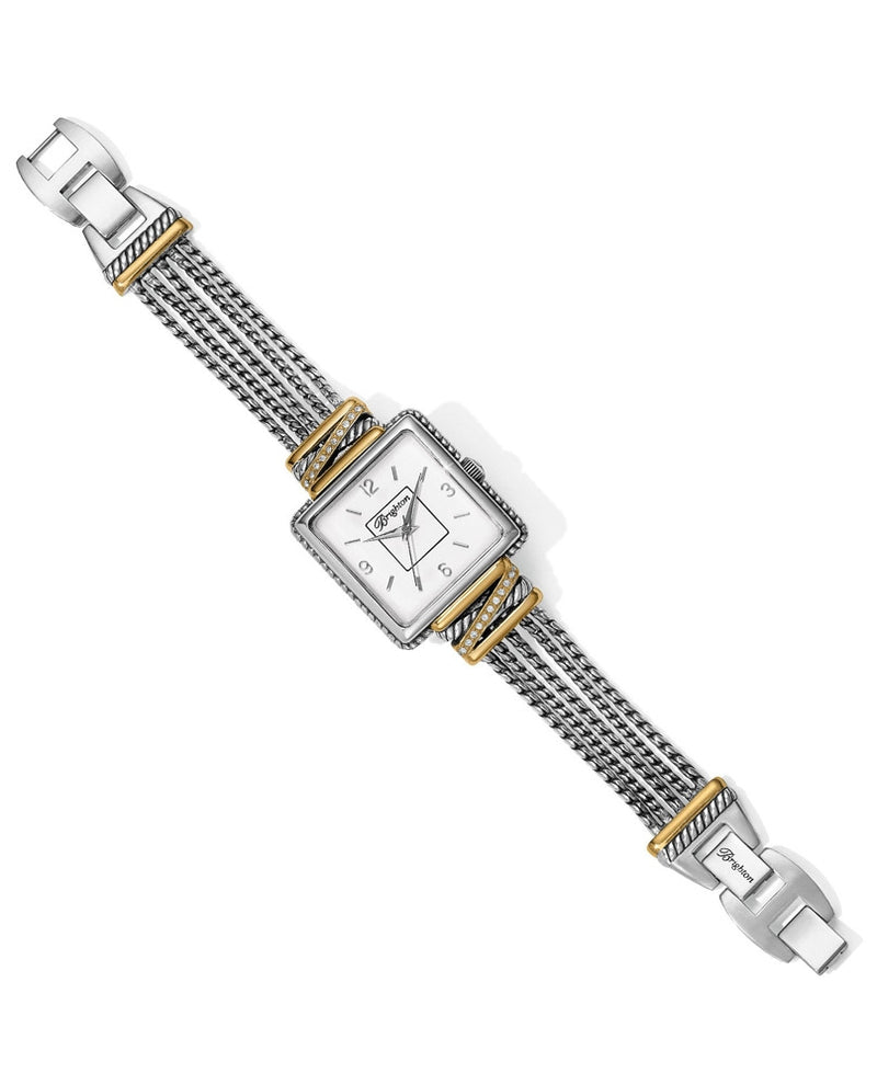 Silver-gold Brighton W10432 Neptune's Rings Watch with braided band and square face