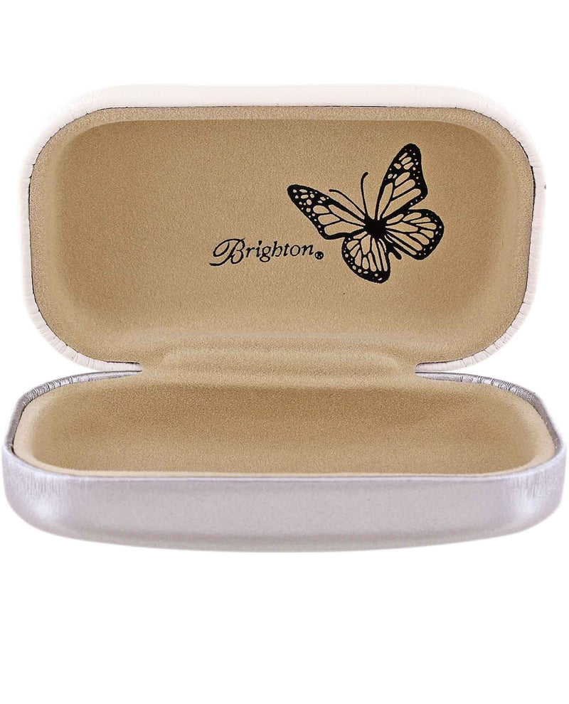Brighton G82852 Sakura Mini Box white leather mini box with a butterfly inside