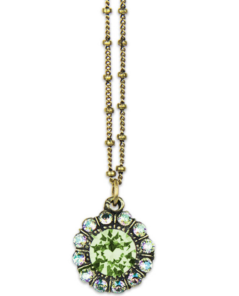 PRDT Anne Koplick NK4718 Faceted Gold Tone Necklace petite green Swarovski crystal necklace