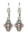 Anne Koplick ES07 Fila Earrings with French Wire pink Swarovski cross earrings