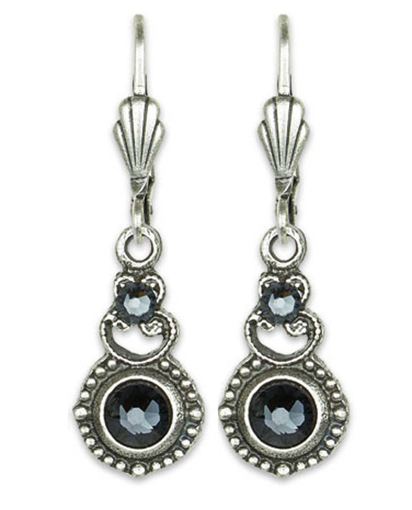 Anne Koplick ES09 Pendulum Wire Earring graphite grey Swarovski crystal earrings