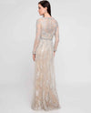 Silver Nude Terani Couture 1811M6575 3/4 Sleeve V-Neck Lace Over Dress