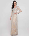 Silver Nude Terani Couture 1811M6575 3/4 Sleeve V-Neck Lace Over Dress