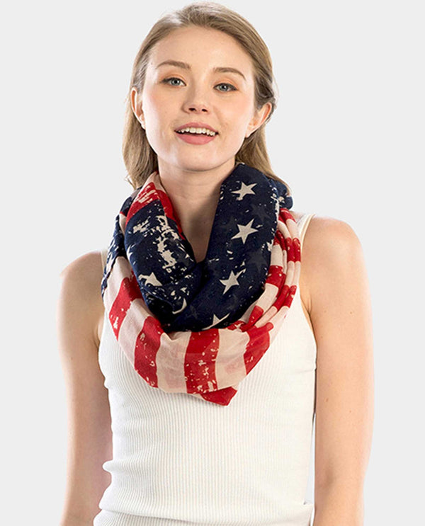 LOF828 Americana Infinity Scarf American flag infinity scarf for women