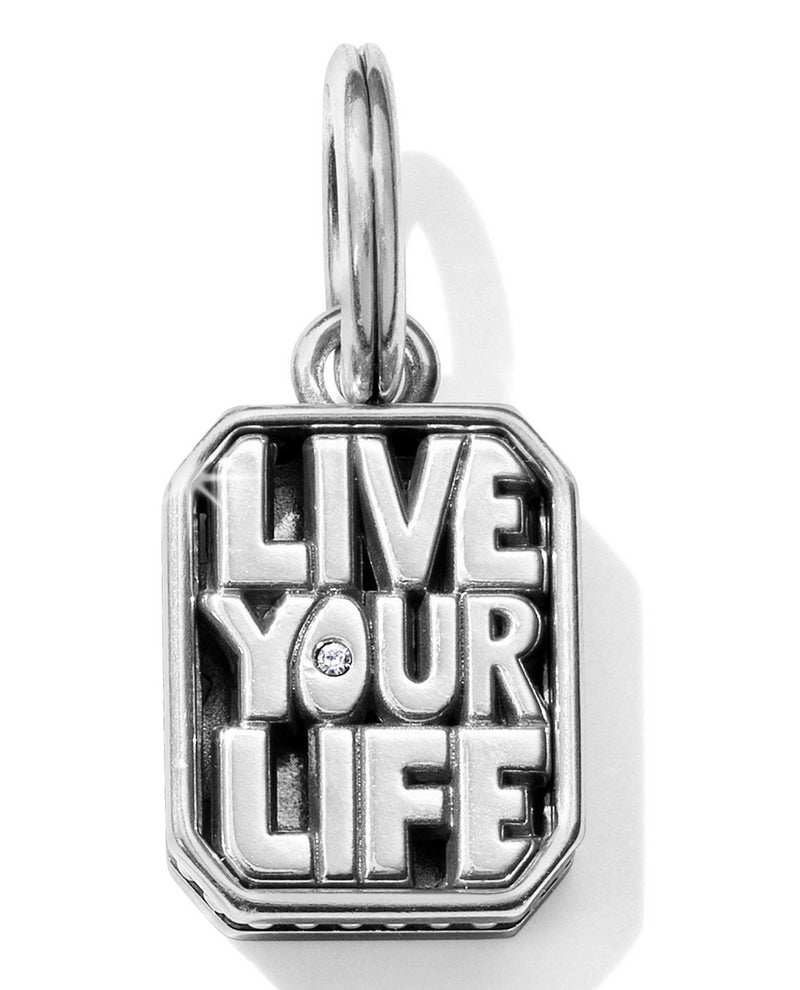 Brighton JC5050 Viva Life Charm silver charm that says "live your life" 