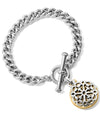 Brighton JF6662 Ferrara Two Tone Toggle Bracelet chunky silver bracelet with medallion dangling