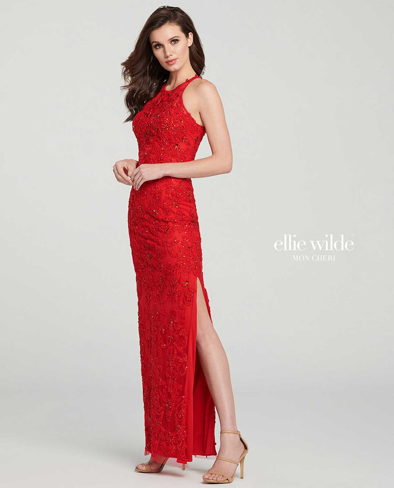 Mon Cheri EW119091 Ellie Wild Beaded Gown red sequin high neck gown