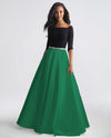 Madison James 18-806 Classic Ballgown black and emerald green ball gown with rhinestone belt