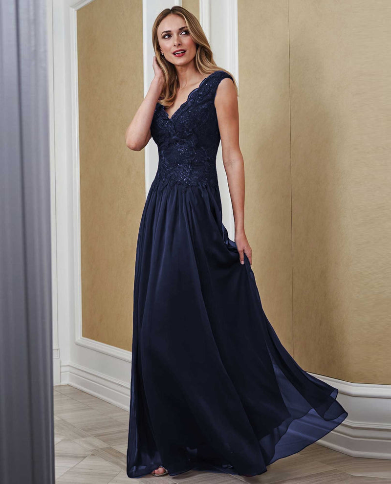 Jade Jasmine Lace Bodice V-Neck Gown - The Clothing Cove Jade Jasmine Lace Bodice V-Neck Gown - The Clothing Cove