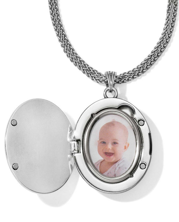 Brighton JM1762 Intrigue Convertible Locket Necklace silver oval necklace