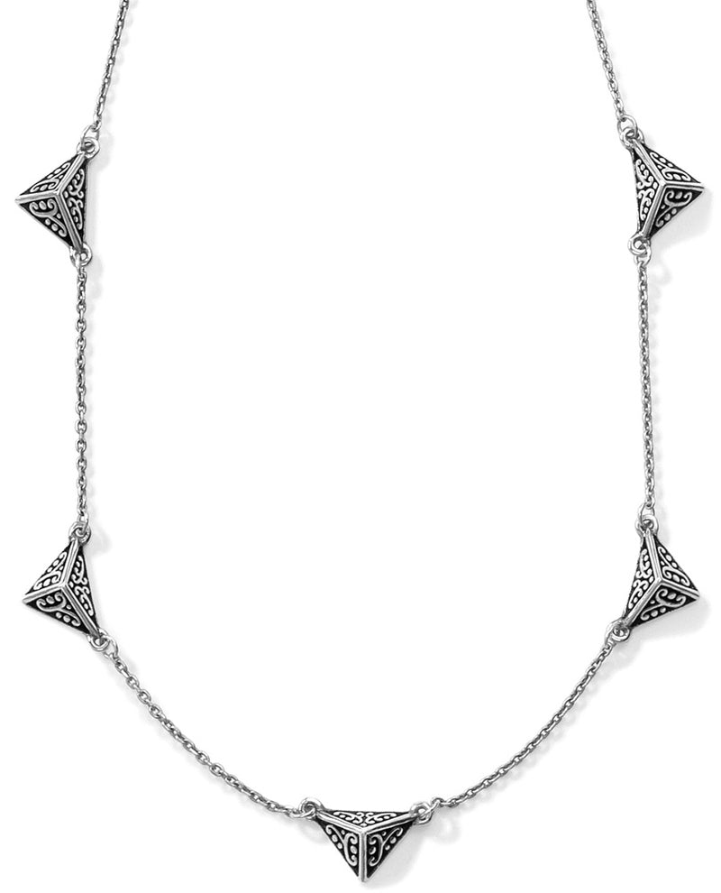 Silver Brighton JL7260 Astrid Collar Necklace with stations of contempo 3D pyramids 