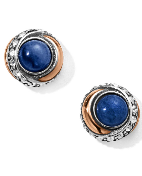 Brighton JA590B Neptune's Rings Brazil Blue Quartz Button Earrings