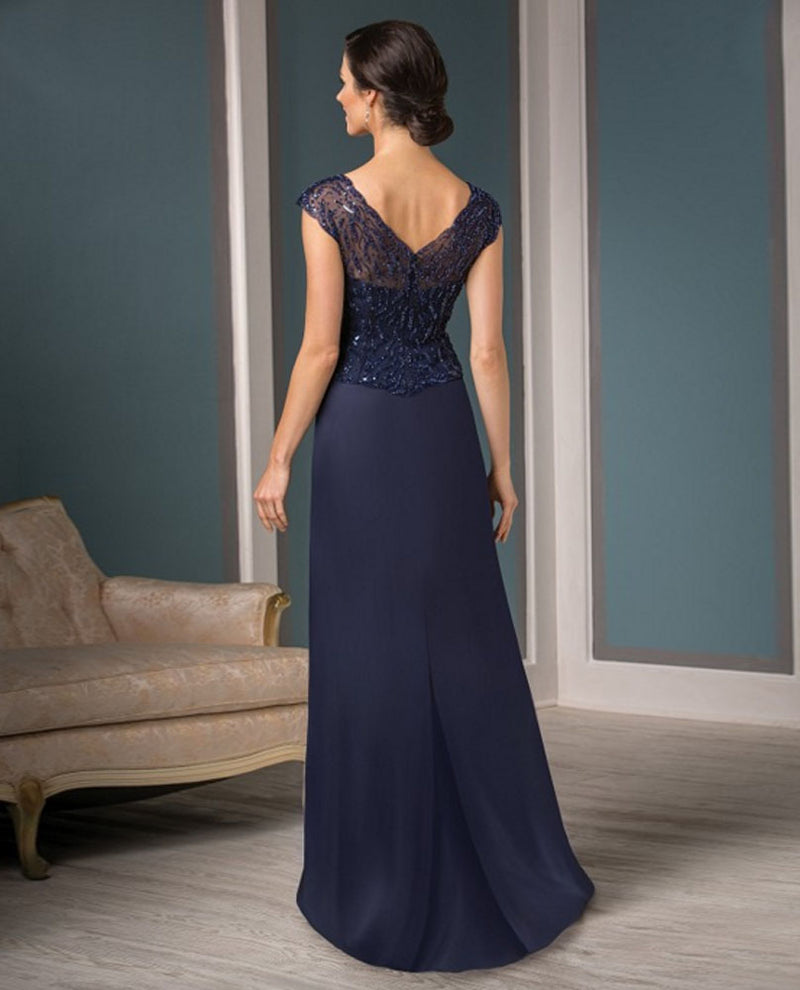 Jade Couture K188013 Sweetheart Neck Bead Top navy lace mother of the bride gown
