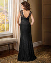 Jade Couture K178010 Lace Cap Sleeves Black mother of the bride gown with slimming waist