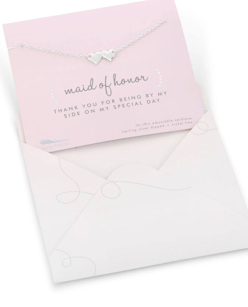 Maid Of Honor Necklace Card Silver