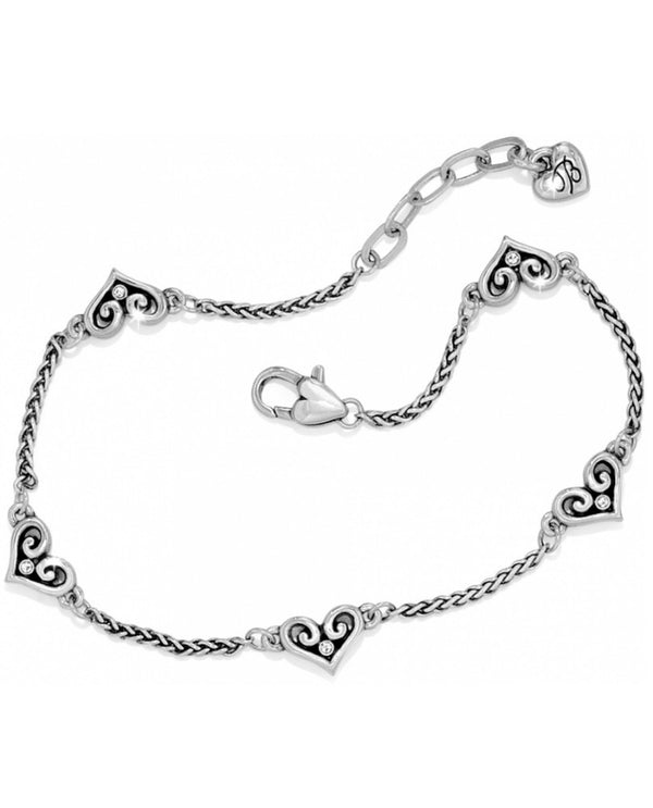 Brighton J71552 Alcazar Heart Anklet silver ankle bracelet with hearts
