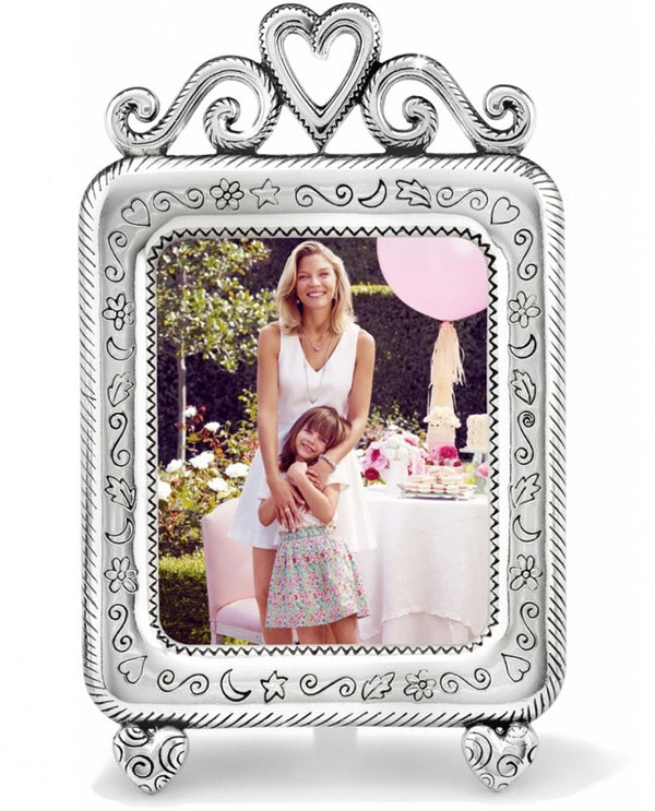 Brighton HP050 Good Times Frame silver 2z2 frame with a heart on top and swirls