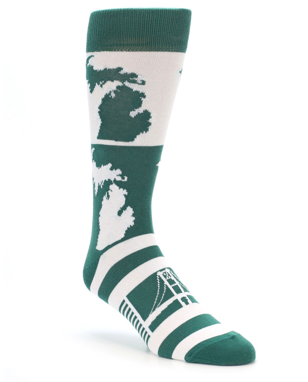 22851 Michigan State Men's Socks  Green & White