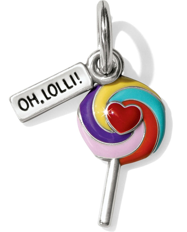 Brighton JC4093 Lollipop Charm colorful lollipop charm with "oh lolli" on the side